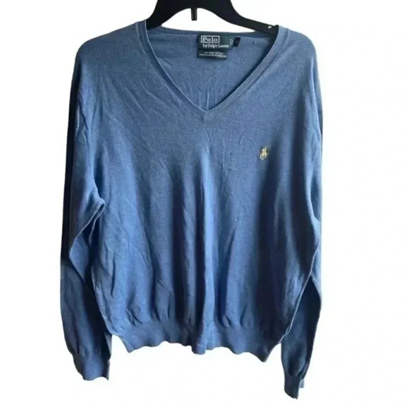 Vintage Men’s Polo Ralph Lauren Pima Cotton Vneck Sweater - Picture 1 of 7